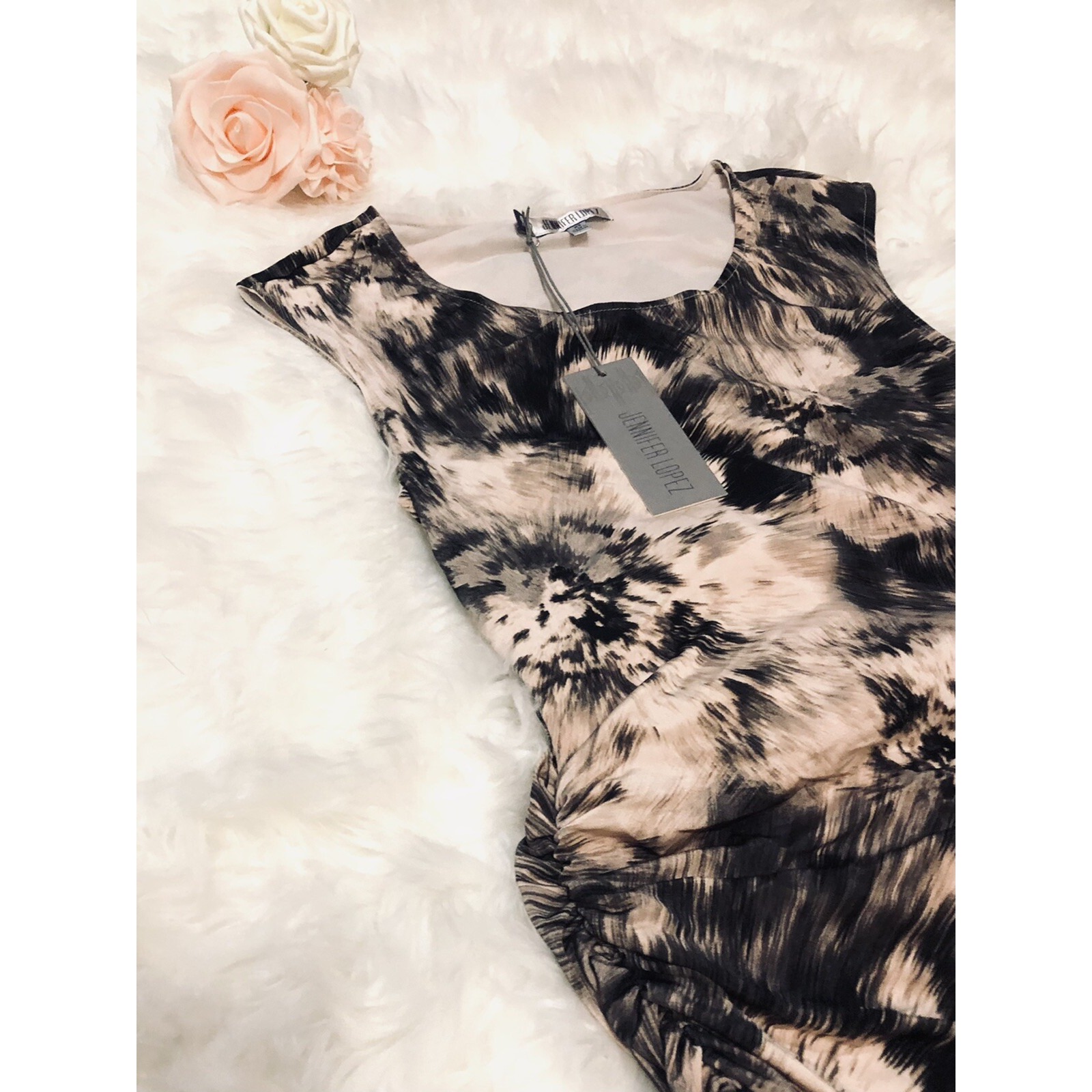 J Low Womans Xs Abstract Sleeveless Ruched Bodycon Dress Kaleidoscope Maxi Mono — image 5 of 8